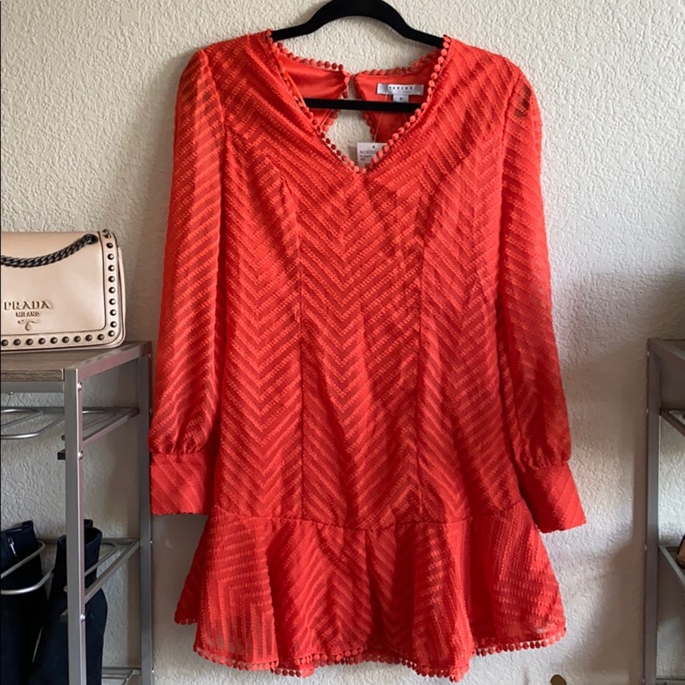NWT Chevron Textured Ruffle Hem Mini Dress